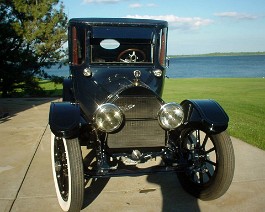 Front view of this beautiful automobile, displaying a fresh restoration.